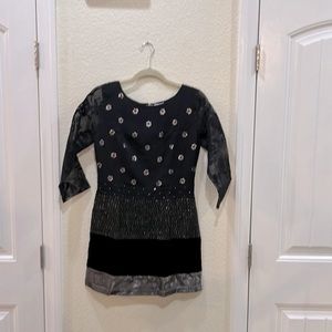 NWT. Tracy Reese of New York Black Gunmetal 3/4 Shift